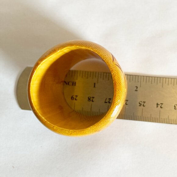 Vintage Hand-Made Star Etched Bamboo Napkin Rings 5 Wood Tableware Serving - Picture 4 of 4